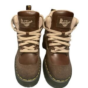 Dr Martens Woodard Platform Boots Brown Leather Suede Ankle Hiking Womens Size 7